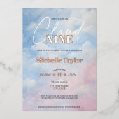 パステルシーズオンクラウドナインブライダルシャワー 箔招待状 (正面)