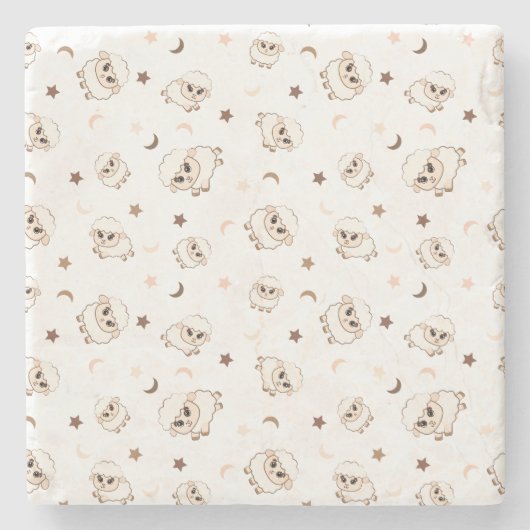 パステルシープパターン ストーンコースター (正面)