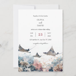 パステルシーマリンライフコーラルリーフビーチ結婚式 招待状