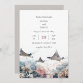 パステルシーマリンライフコーラルリーフビーチ結婚式 招待状 (正面/裏面)