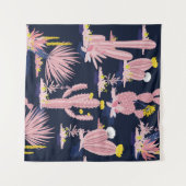 パステルシームレスパターンヴィンテージサマーサボテンd タペストリー (正面(横))