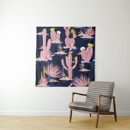 パステルシームレスパターンヴィンテージサマーサボテンd タペストリー (インサイチュ)