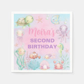 パステルシーライフ女の子の誕生日紙ナプキン。 スタンダードカクテルナプキン (正面)