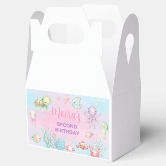 パステルシー海ライフ女の子の誕生日のお願いボックス。 フェイバーボックス (オープン)