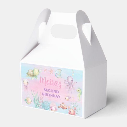 パステルシー海ライフ女の子の誕生日のお願いボックス。 フェイバーボックス (正面サイド)