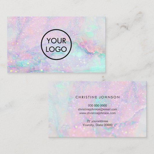 パステルジェムストーンのテクスチャのロゴ 名刺 (正面/裏面)