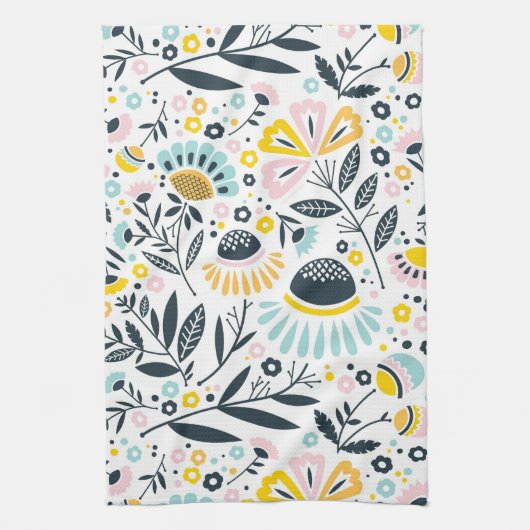 パステルジオメトリックフローラキッチンタオル キッチンタオル (縦)