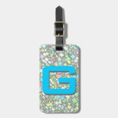 パステルジオメトリック背景カスタムモノグラム ラゲッジタグ (正面縦)