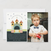 パステルジャンピングキャッスルジャンプ写真子供の誕生日 サンキューカード (正面)
