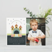 パステルジャンピングキャッスルジャンプ写真子供の誕生日 サンキューカード (スタンド正面)