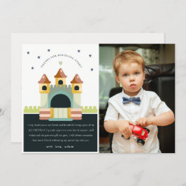 パステルジャンピングキャッスルジャンプ写真子供の誕生日 サンキューカード
