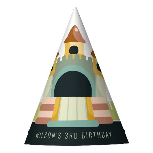 パステルジャンピングキャッスルジャンプ&子供の誕生日 パーティーハット (正面)