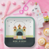 パステルジャンピングキャッスルジャンプ&子供の誕生日 ペーパープレート (パーティー)