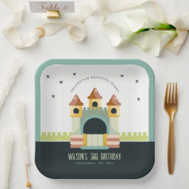 パステルジャンピングキャッスルジャンプ&子供の誕生日 ペーパープレート