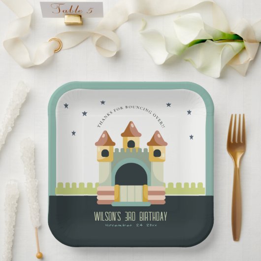 パステルジャンピングキャッスルジャンプ&子供の誕生日 ペーパープレート (ウェディング)
