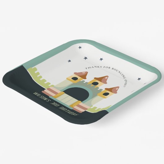 パステルジャンピングキャッスルジャンプ&子供の誕生日 ペーパープレート (傾斜あり)