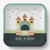 パステルジャンピングキャッスルジャンプ&子供の誕生日 ペーパープレート (正面)