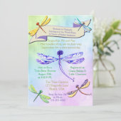 パステルジュエルトーンのトンボのベビーシャワー招待状 招待状 (スタンド正面)