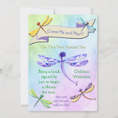 パステルジュエルトーンドラゴンフライのベビーシャワー招待状 招待状 (裏面)