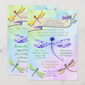 パステルジュエルトーンドラゴンフライのベビーシャワー招待状 招待状 (正面/裏面)
