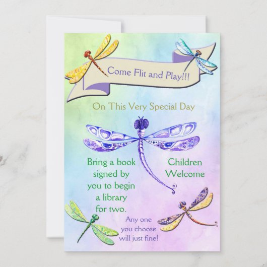 パステルジュエルトーンドラゴンフライ ベビーシャワー招待状 招待状 (裏面)