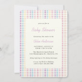 パステルジンガム男女兼用ベビーシャワー 招待状 (正面)