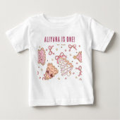 パステルジンジャーブレッドウィンター ワンダーランド 1歳誕生日 ベビーTシャツ (正面)