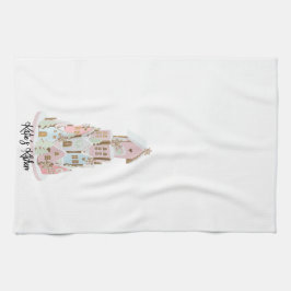 パステルジンジャーブレッドシュガーキャッスルケーキ キッチンタオル