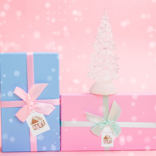 パステルジンジャーブレッドハウスクリスマスギフトラベル ギフトタグ