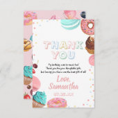 パステルスイートキャンディロリポップカップケーキドーナツ誕生日 サンキューカード (正面/裏面)