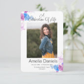 パステルスイートピーお祝いオブライフフォトカード 招待状 (スタンド正面)