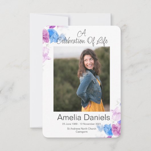 パステルスイートピーお祝いオブライフフォトカード 招待状 (正面)