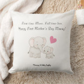 パステルスイートモーミエレファントと子供 –  クッション (ブランケット)