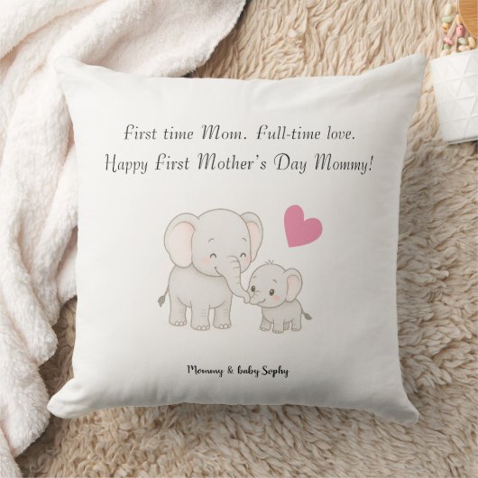 パステルスイートモーミエレファントと子供 –  クッション (ブランケット)