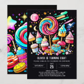 パステルスウィートお祝い誕生日 招待状 (正面/裏面)