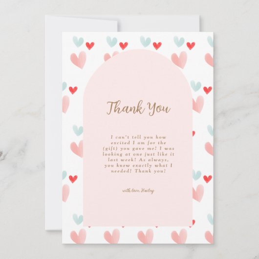 パステルスウィートアーチヴァレンティーンズベビーシャワー サンキューカード (正面)
