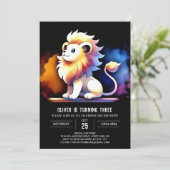 パステルスウィートライオン誕生日 招待状 (スタンド正面)