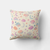 パステルスカイドリーム - 月、星、雲の模様 クッション (裏面)