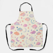 パステルスカイ夢 – 月、星、雲のパターン エプロン (正面)