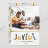 パステルスカンジイエローグレイ文字プレジャークリスマス シーズンカード (正面/裏面)