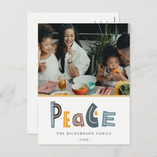 パステルスカンジイエローグレーフォトピースクリスマス シーズンポストカード (正面/裏面)