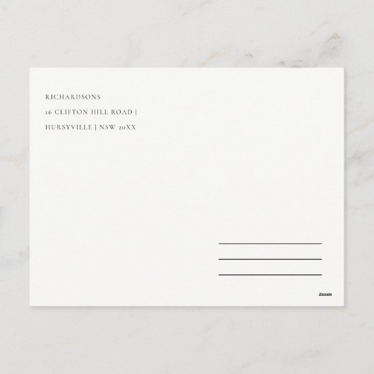 パステルスカンジイエローグレーフォトピースクリスマス シーズンポストカード (裏面)