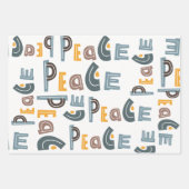 パステルスカンジレインボーツリー文字ピースクリスマス ラッピングペーパーシート (正面2)