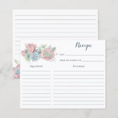パステルスキュレントフローラブライダルシャワーレシピカード (正面/裏面)