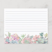 パステルスキュレントフローラブライダルシャワーレシピカード (裏面)