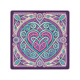 パステルスクエアケルトハート メタルプリント