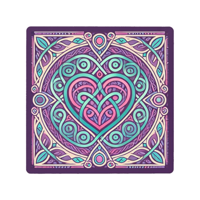 パステルスクエアケルトハート メタルプリント (正面)