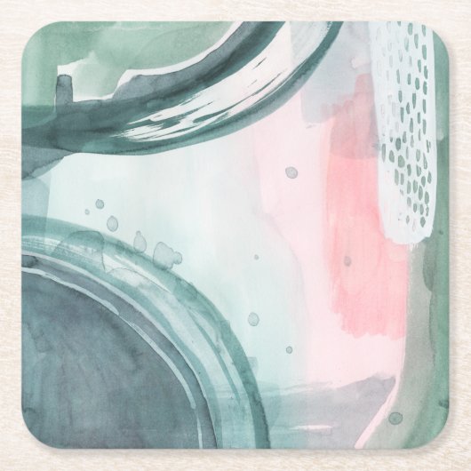 パステルスクライブ – 水彩 スクエアペーパーコースター (正面)