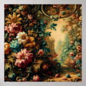 パステルスケッチのアンティークタペストリークロス ポスター (正面)