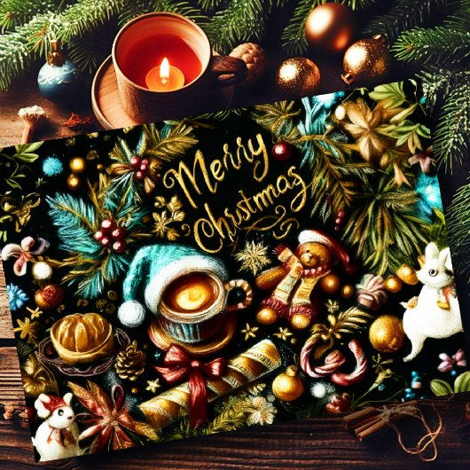 パステルスケッチのクリスマスお洒落 カード